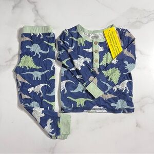 New Mudpie Baby Glow in the Dark Dino Bamboo Pajama Set 12-18 Months